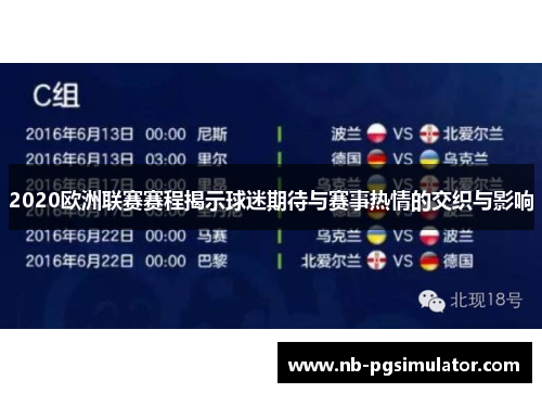 2020欧洲联赛赛程揭示球迷期待与赛事热情的交织与影响
