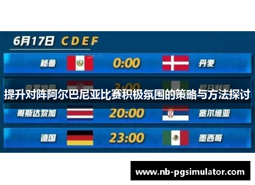提升对阵阿尔巴尼亚比赛积极氛围的策略与方法探讨